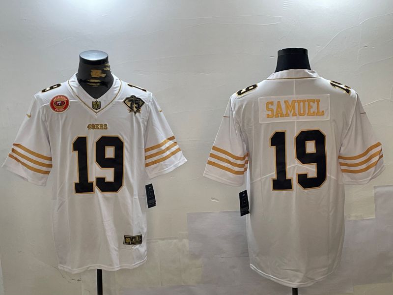 Men San Francisco 49ers #19 Samuel White Gold 2024 Nike Limited NFL Jersey style 12305
